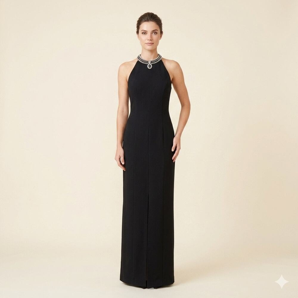 V 106-Vintage Night away Collections Halter Dress size 10 / PTP 17”